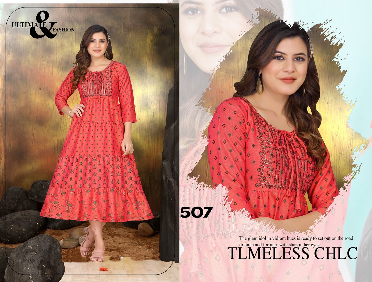 Golden Sunflower Wholesale Long Anarkali Kurti Collection